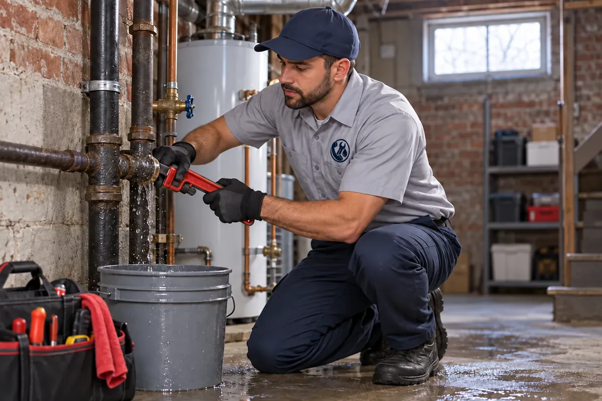 Plumber responding to an emergency plumbing issue in a Chicago home