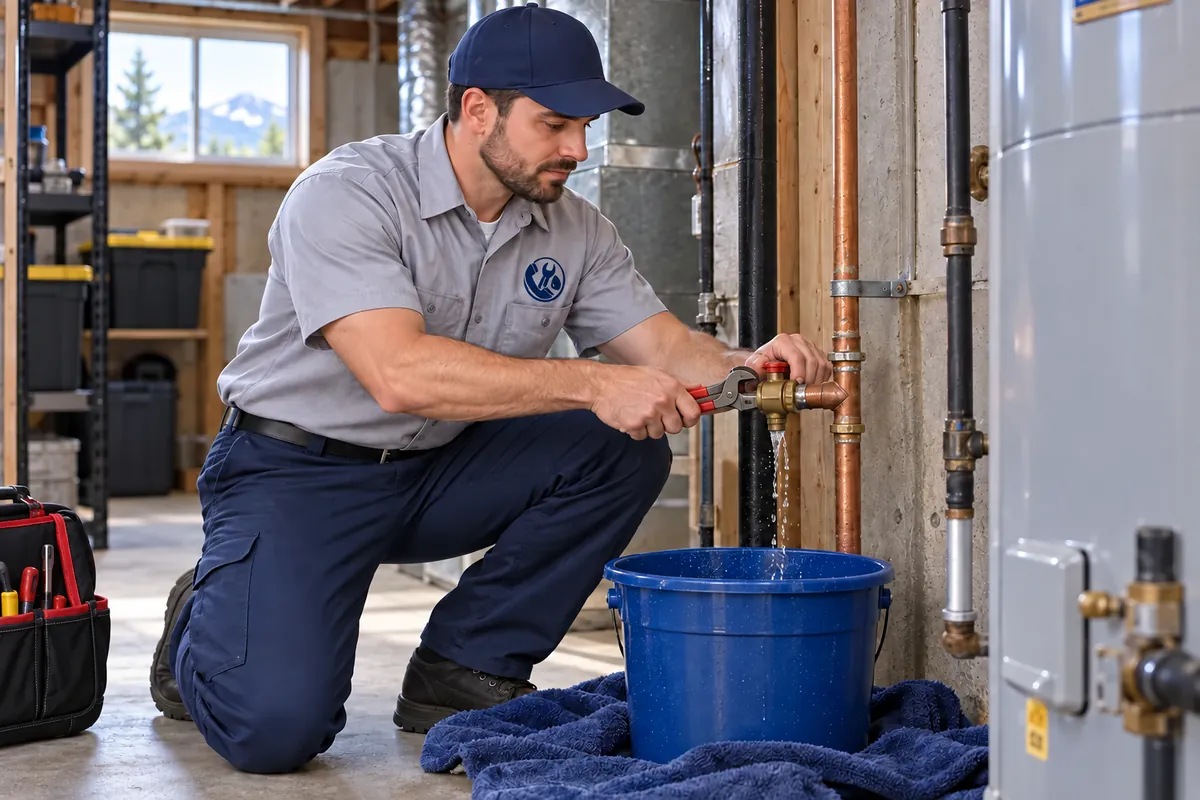Plumber responding to an emergency plumbing issue in a Denver home