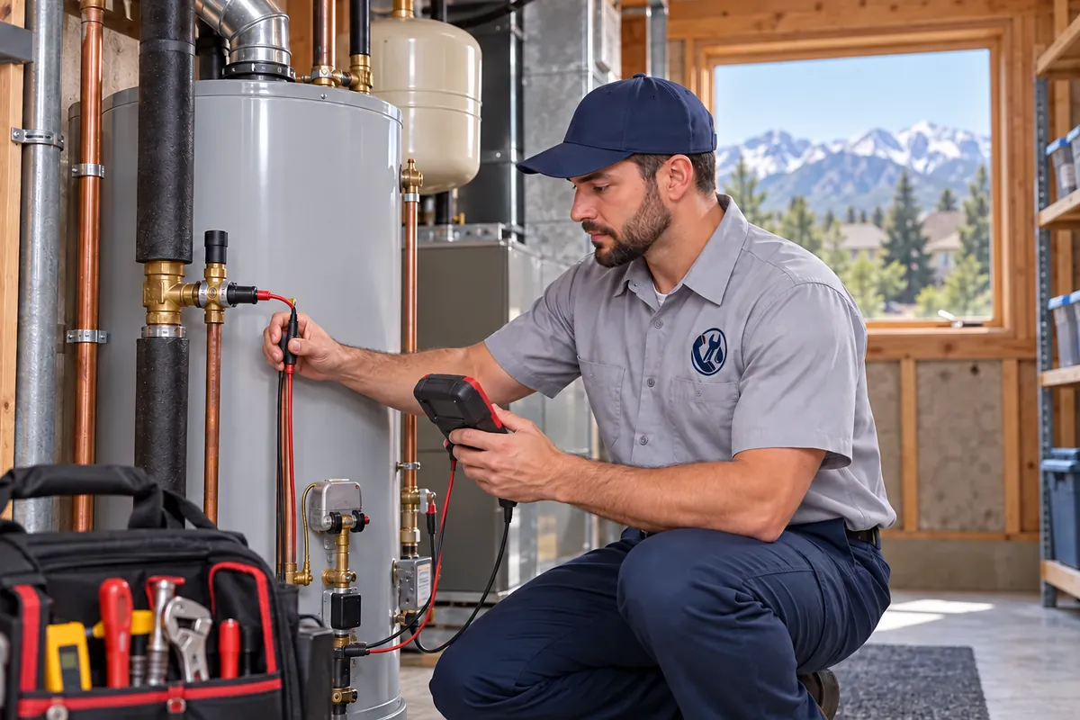 Plumber diagnosing a residential plumbing problem in Denver
