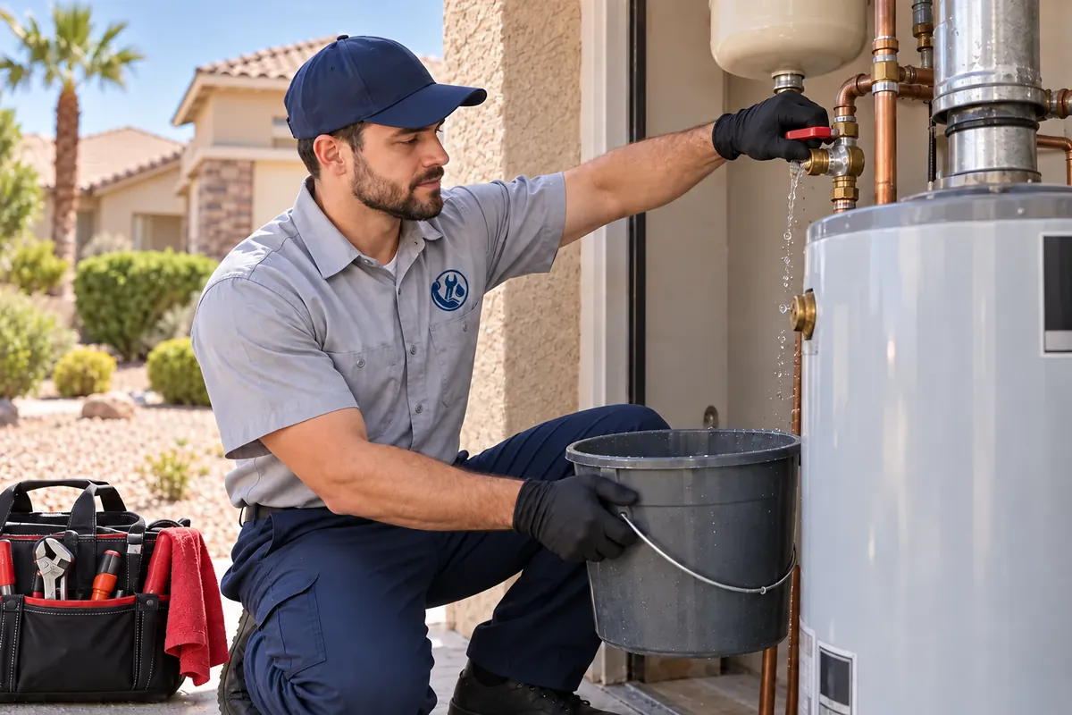 Plumber responding to an emergency plumbing issue in a Las Vegas home