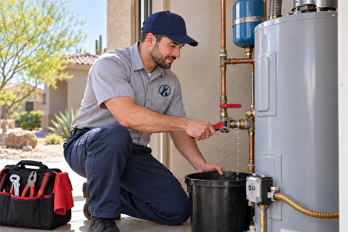 Plumber responding to an emergency plumbing issue in a Phoenix home