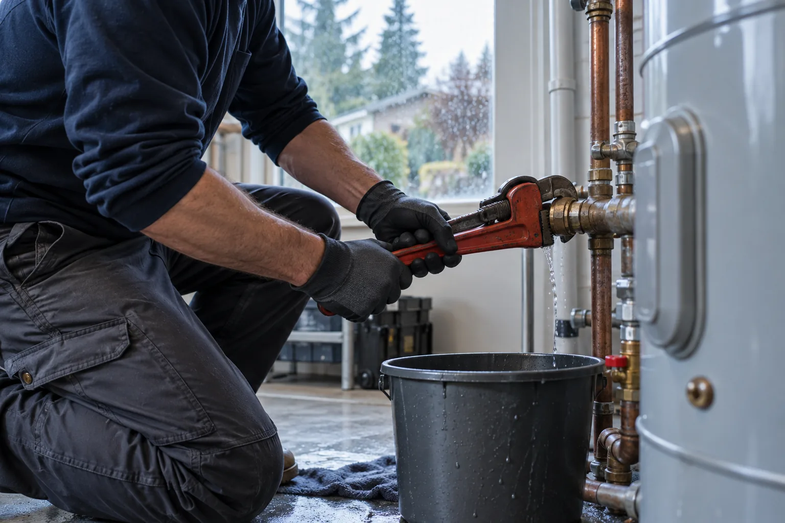 Plumber responding to an emergency plumbing issue in a Seattle home