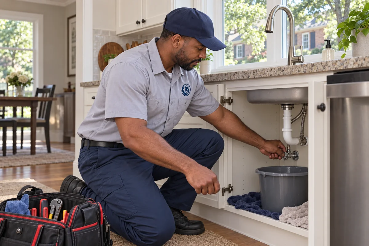 Plumber containing a residential plumbing leak in Charlotte