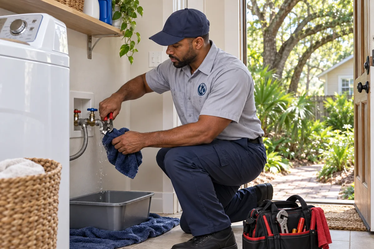 Plumber containing a residential plumbing leak in Jacksonville