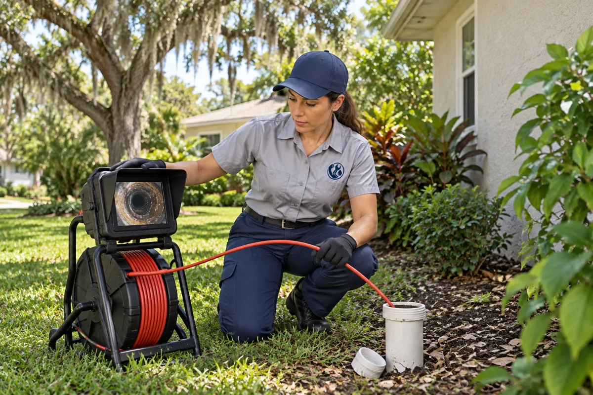 Plumber inspecting residential plumbing in Jacksonville