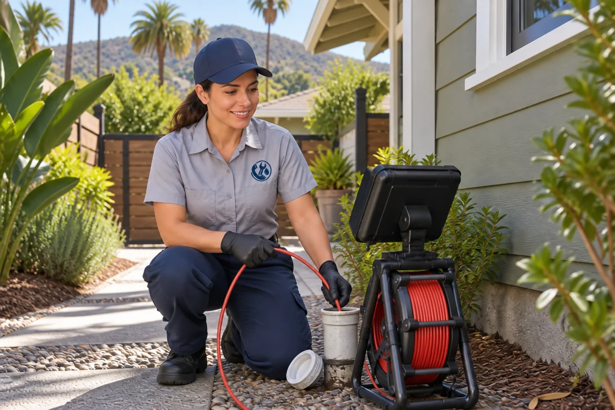 Plumber inspecting residential plumbing in Los Angeles