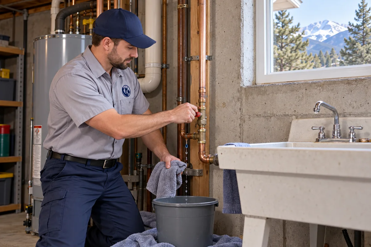 Plumber containing a residential plumbing leak in Colorado Springs