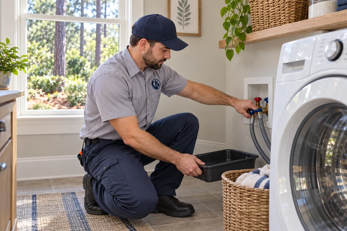 Plumber containing a residential plumbing leak in Raleigh