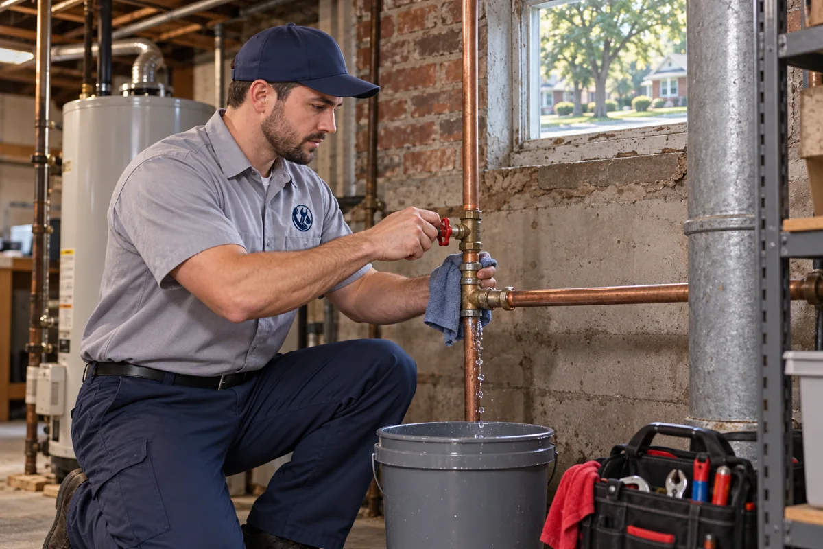 Plumber containing a residential plumbing leak in Springfield